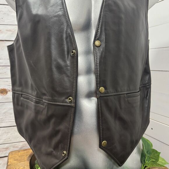 48 Coronado Concealed Carry Snap BROWN Leather Vest Motorcycle Biker Conceal - Picture 6 of 11